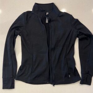 Black Athletic Zip-Up Jacket – Textured (Size Small)